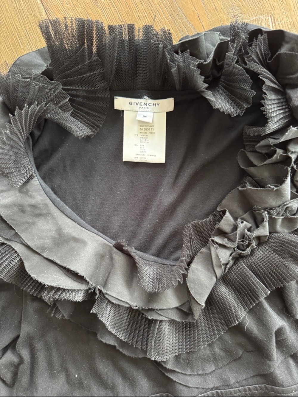 Givenchy Black Long Sleeve Ruffle-Neck Dress - Picture 4 of 6